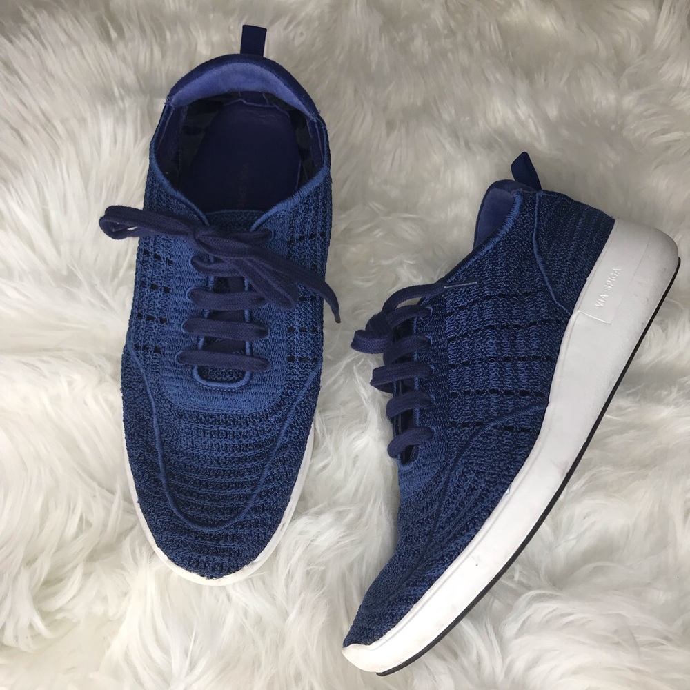 Via Spiga Knit Sneaker Blue Size US 7 EUR 37
